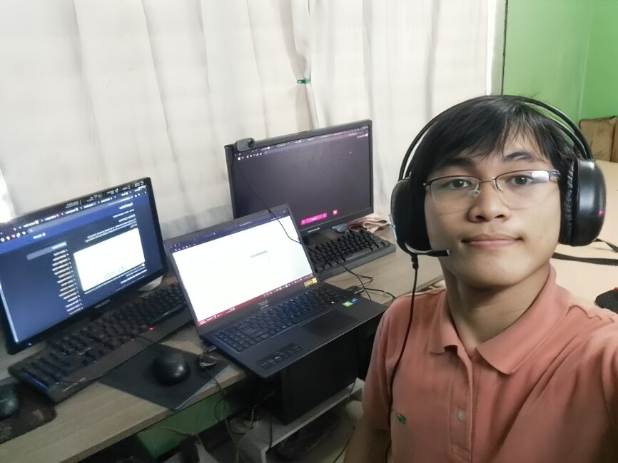 A selfie taken inside my work station.